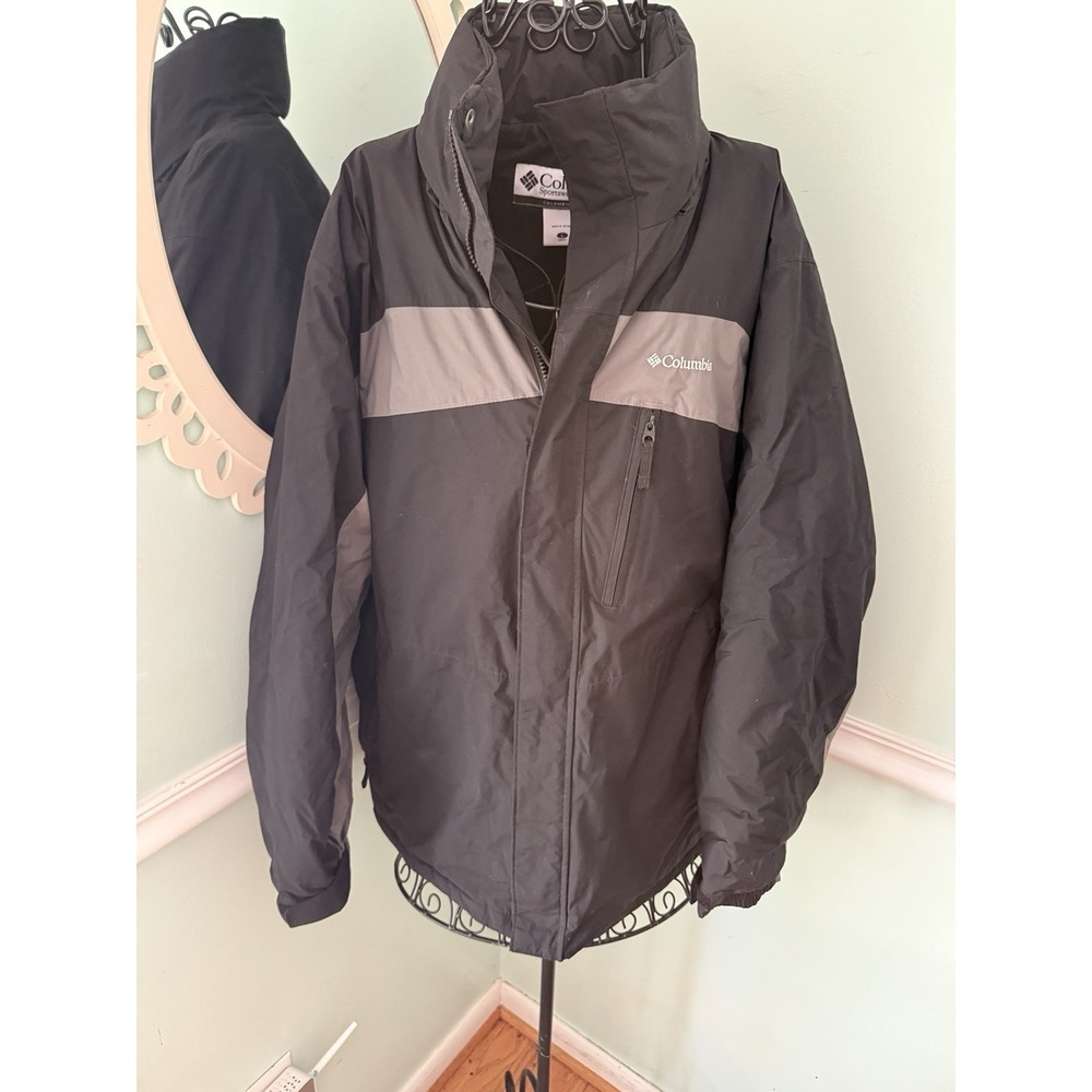 Columbia Men's Black Insulated Jacket with Integrated Hood-Collar Size L